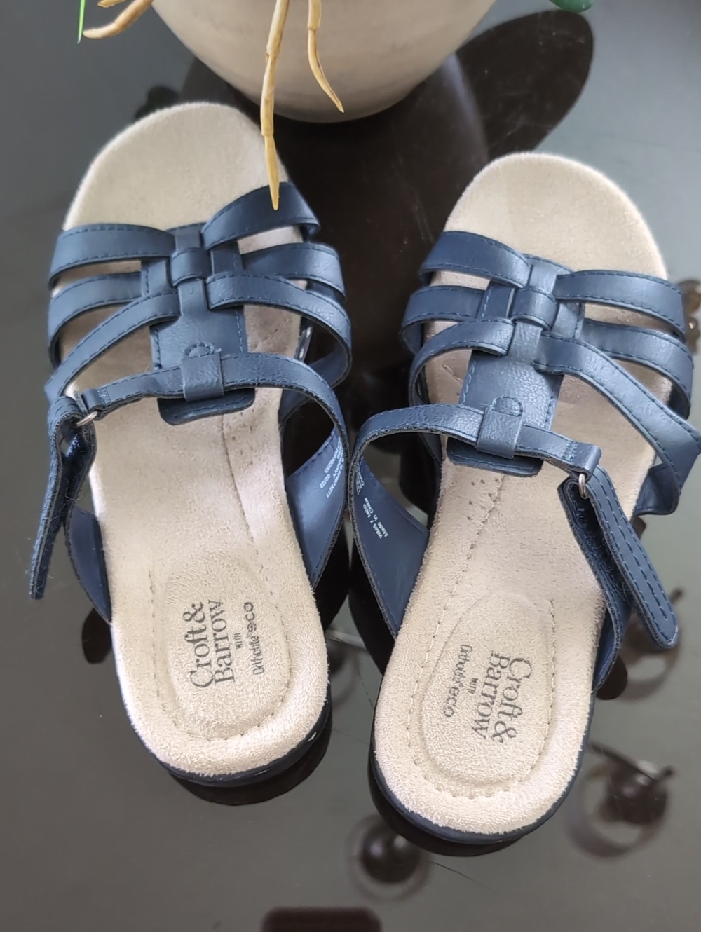 Croft & Barrow Navy Strappy Slip-On Women's Sandals